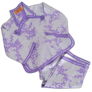 Girls Embroidered Floral Chinese New Year Hanfu Suit Pajamas Purple Size 4